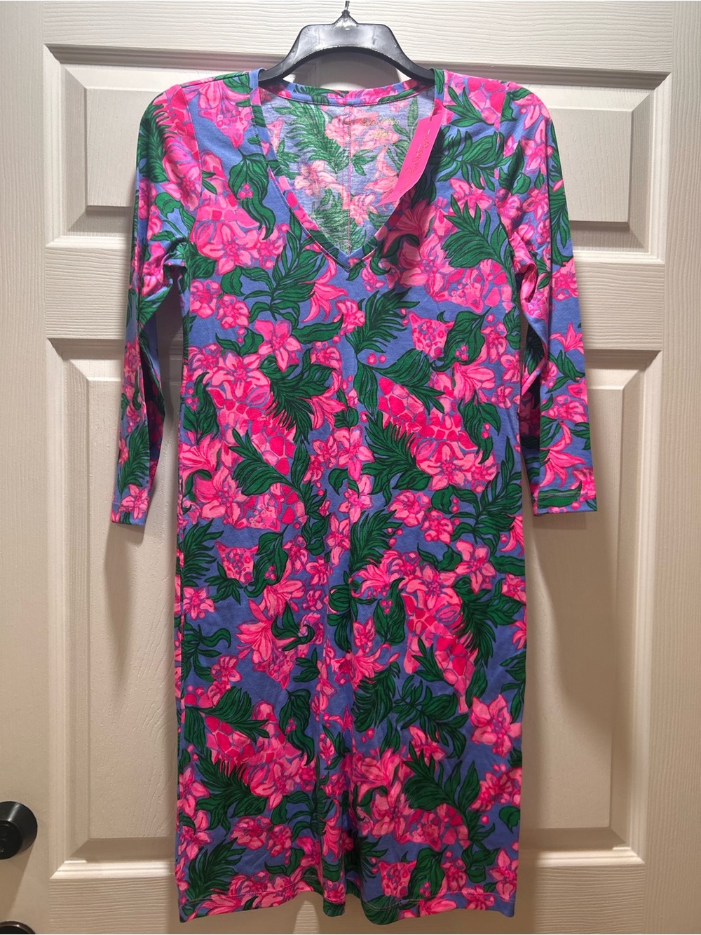 Lilly Pulitzer Pink & Blue Floral Midi Dress